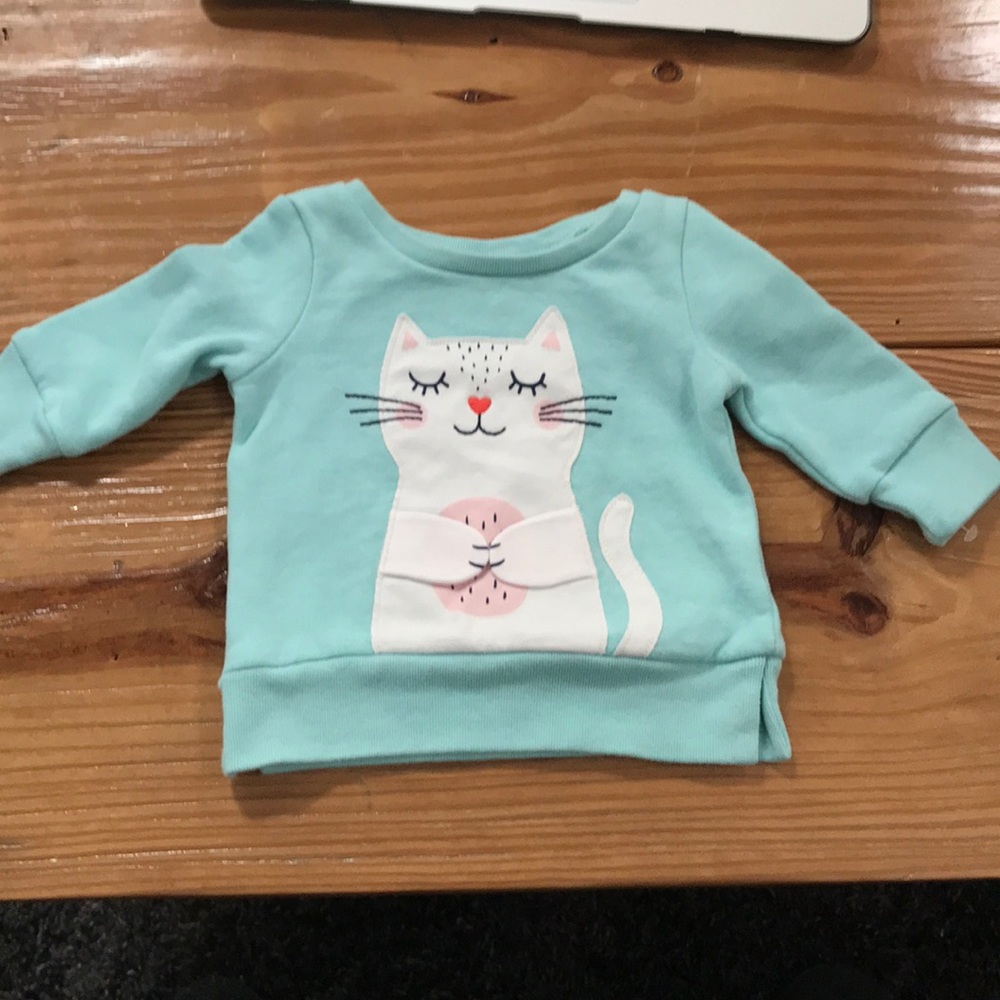 Baby girl cat sweatshirt. Size: 3 months